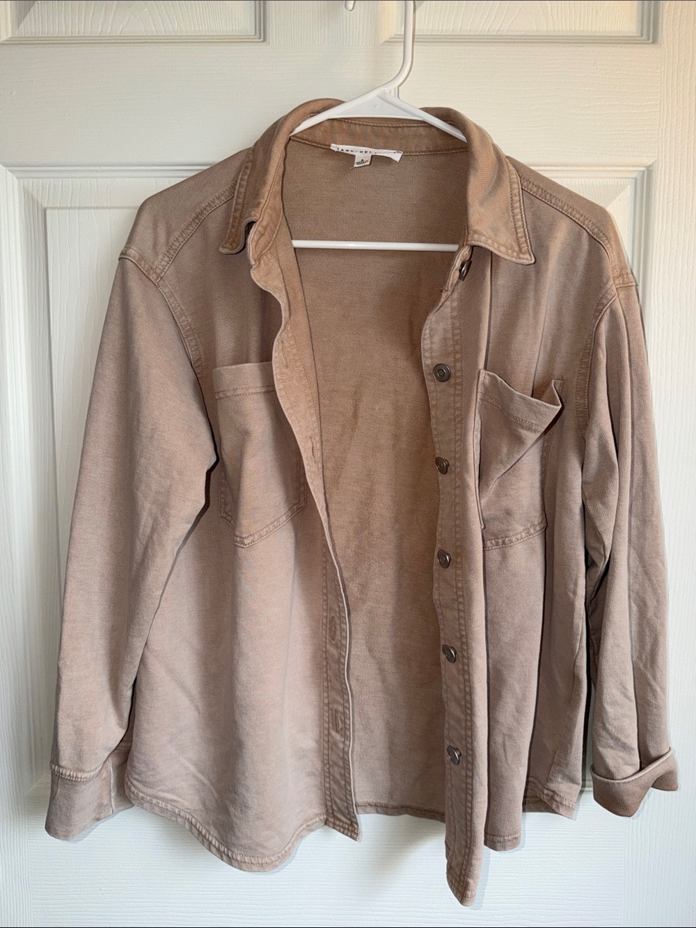 Jane and Delancey Taupe Button-Front Jean Jacket